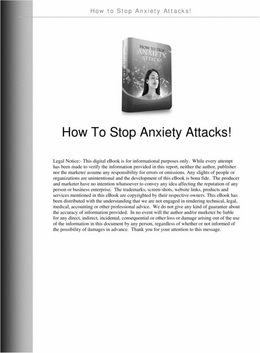 Product picture How To Stop Anxiety Attacks